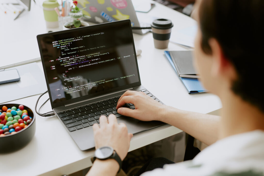 A student working on a coding project during a Full Stack Developer Internship, gaining real project experience through Get Live Job.