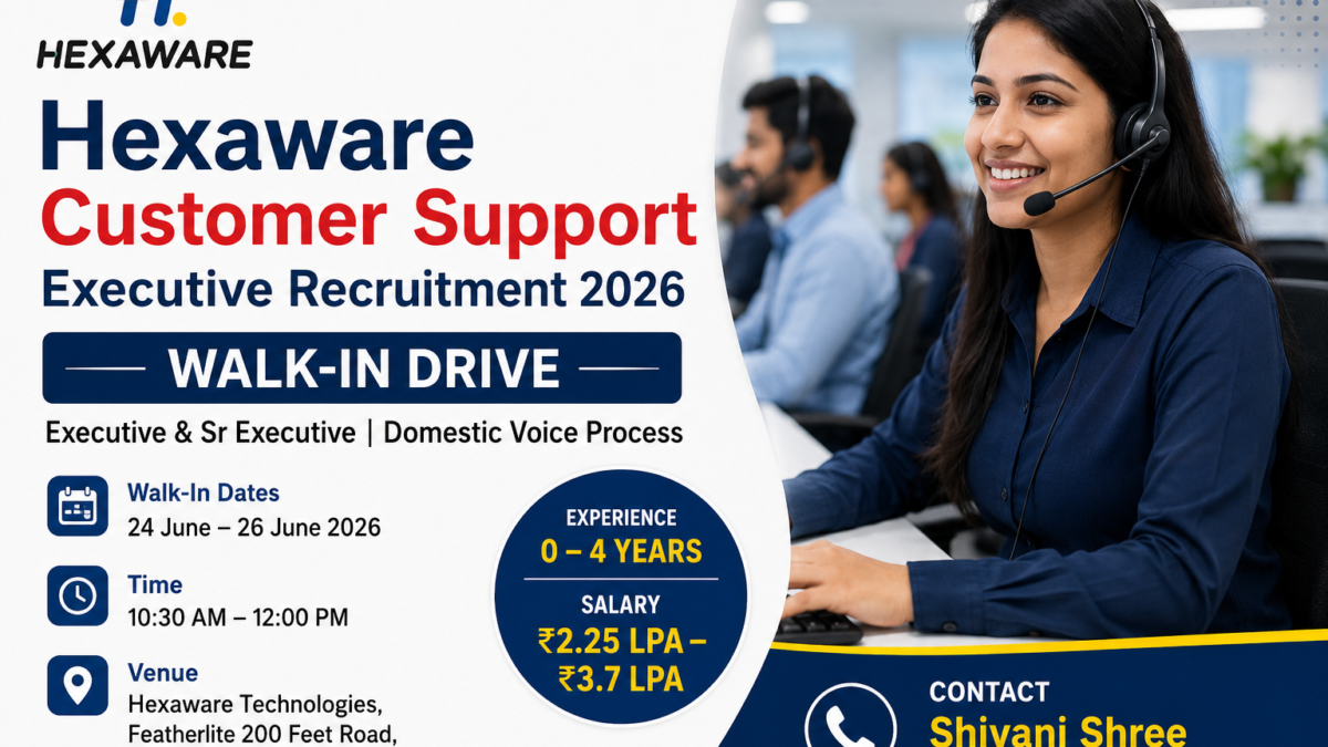Hexaware Customer Support Executive Recruitment 2026