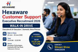 Hexaware Customer Support Executive Recruitment 2026