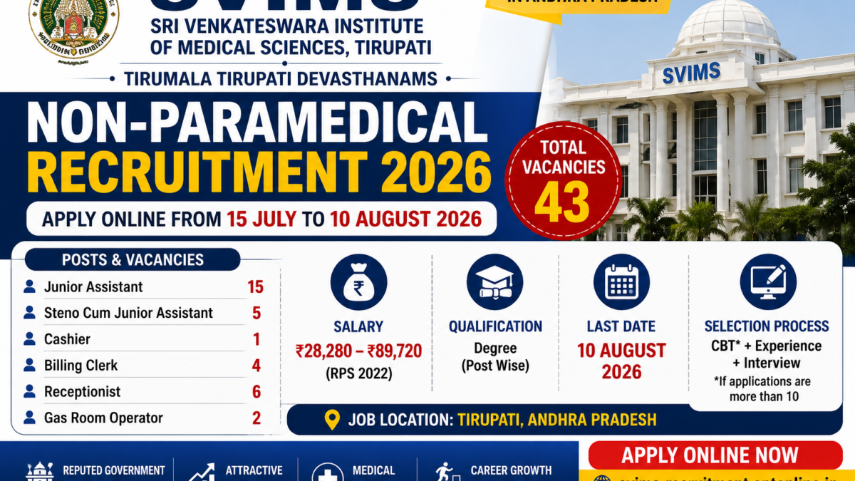 SVIMS Junior Assistant Recruitment 2026