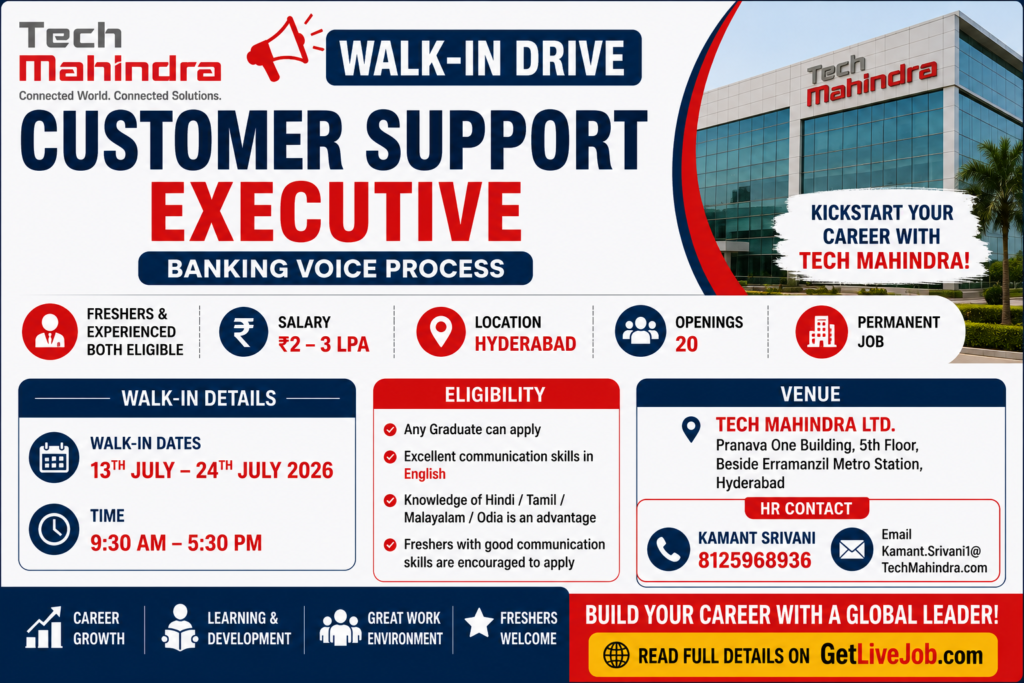 Tech Mahindra Walk-in Drive 2026