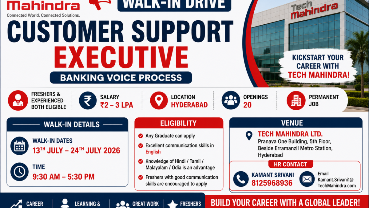 Tech Mahindra Walk-in Drive 2026